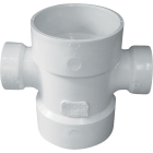 Charlotte Pipe 3 In. X 1-1/2 In. Reducing Double Sanitary PVC Tee Image 1
