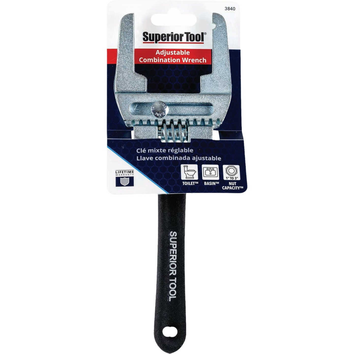 Superior Tool 1 In. to 3 In. Adjustable Combination Wrench Image 1
