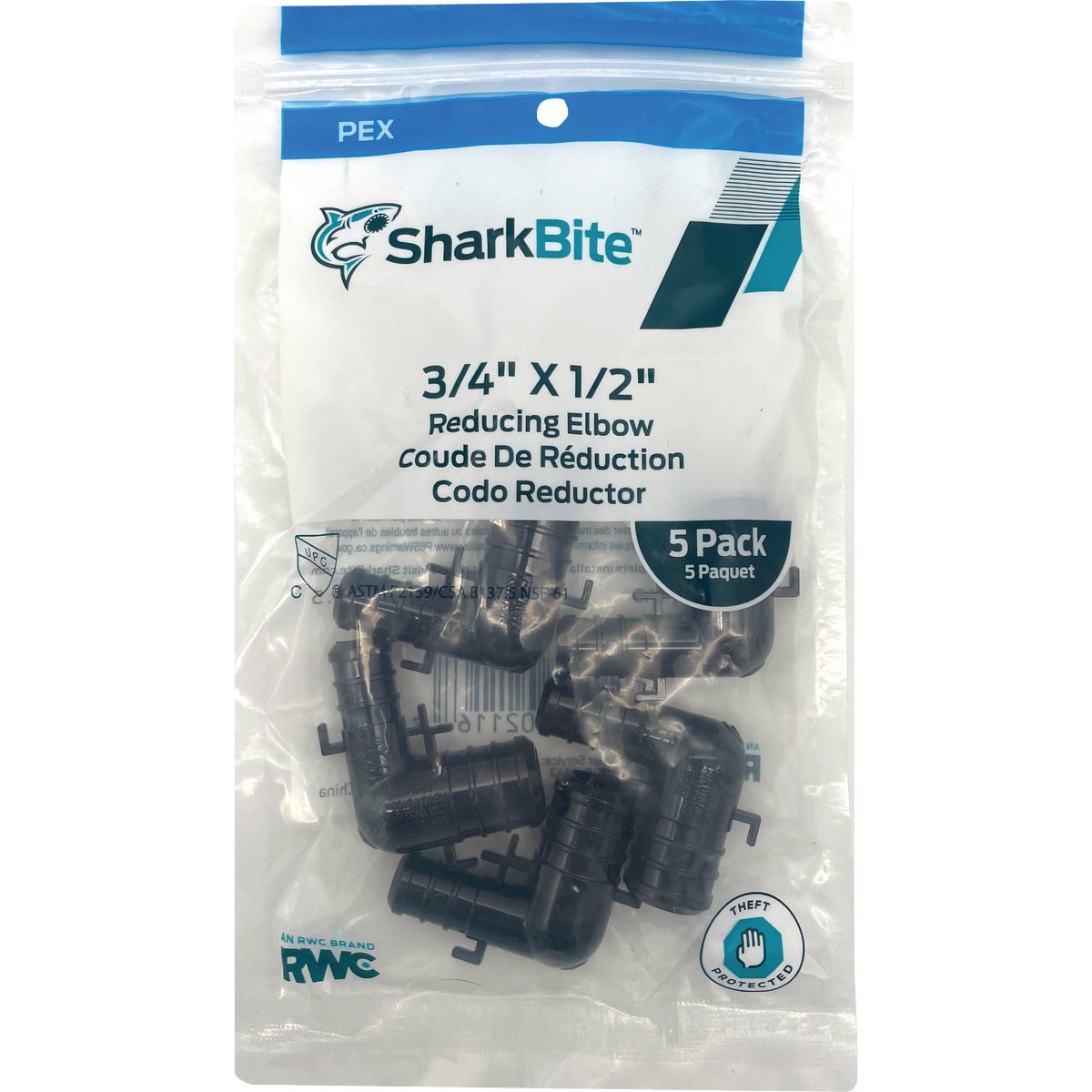 SharkBite 3/4 In. Barb x 1/2 In. Barb 90 Deg. Poly-Alloy PEX Elbow (1/4 Bend) (5-Pack) Image 2