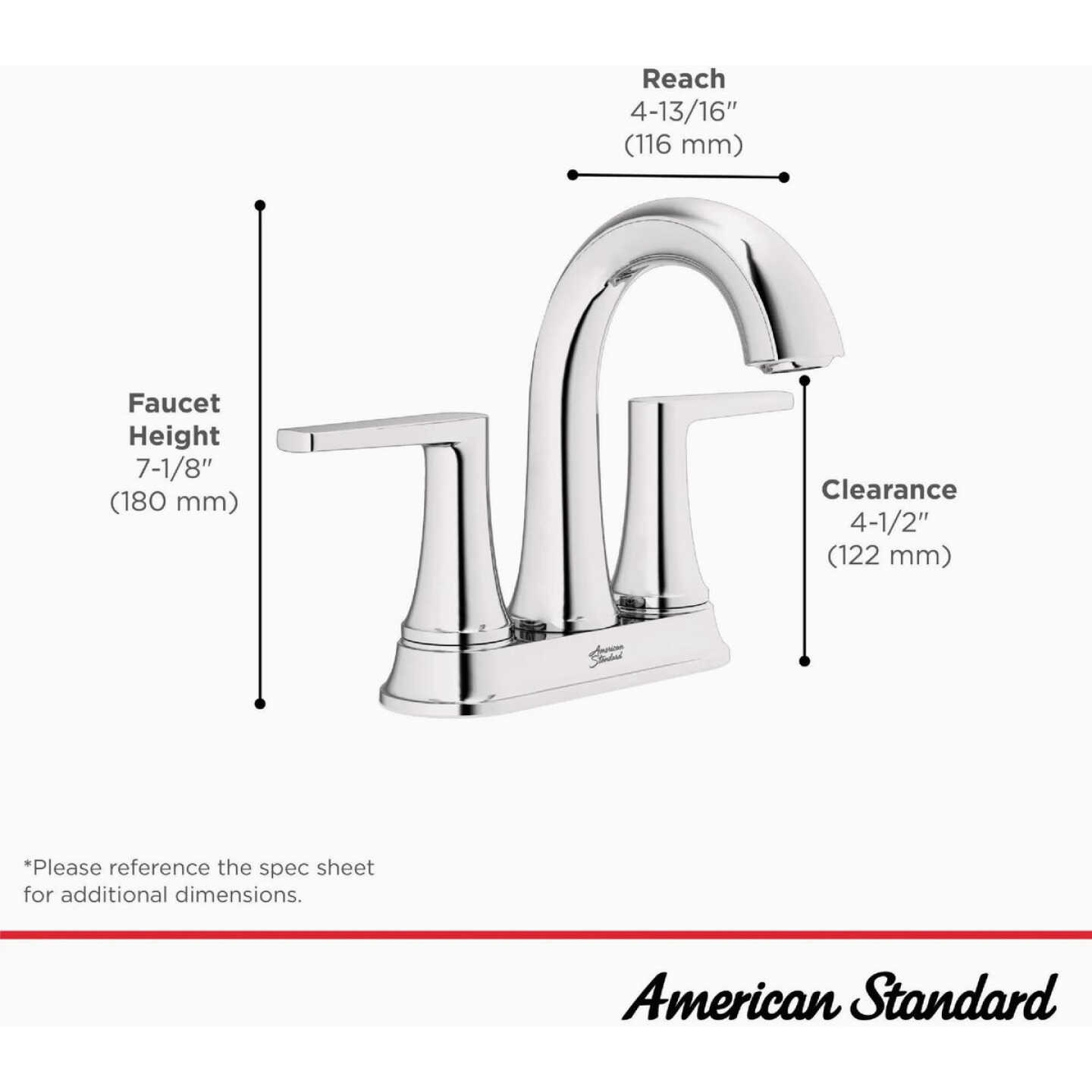 American Standard Becklow Chrome 2-Handle Lever 4 In. Centerset Hi-Arc Bathroom Faucet with Push Drain Image 5
