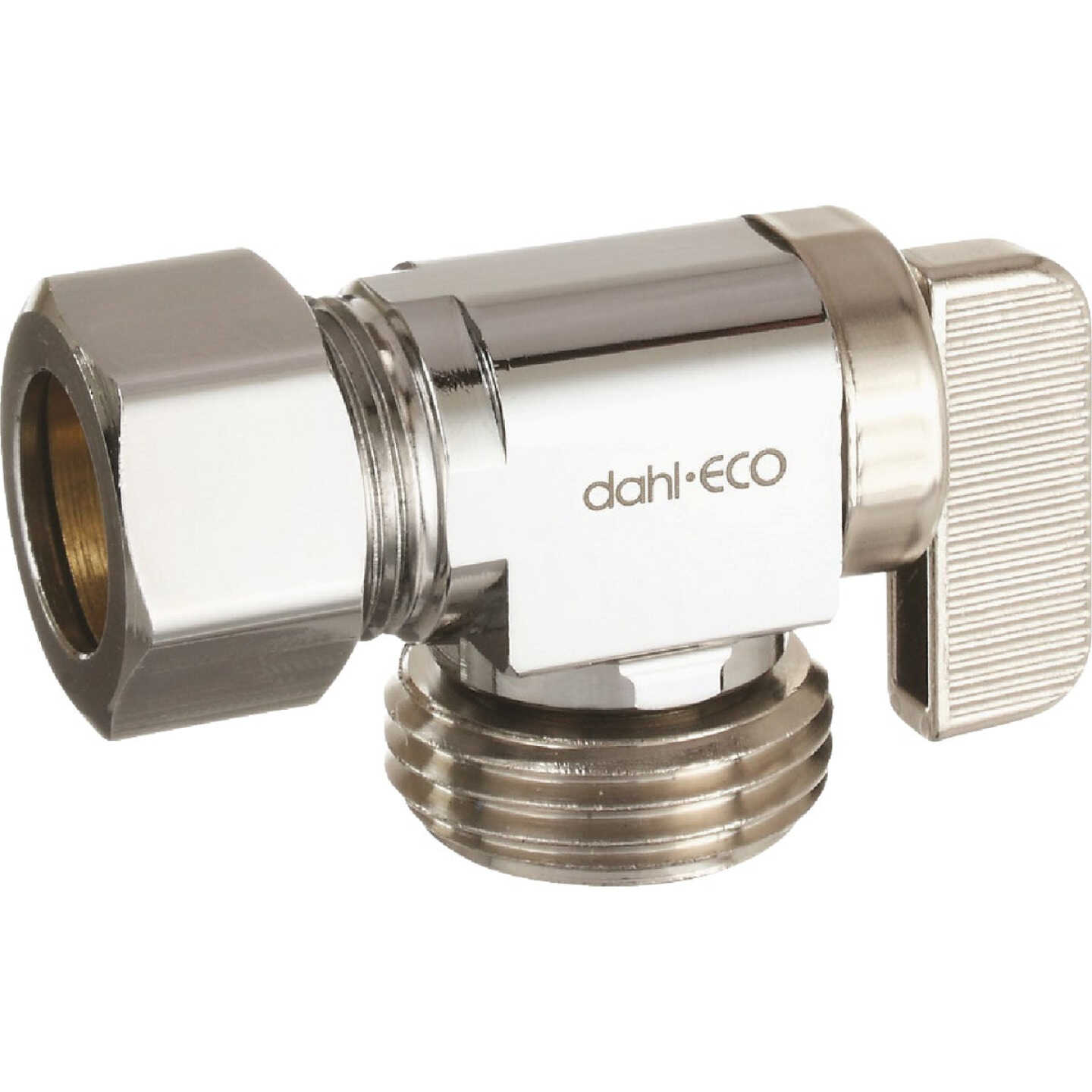 dahl 5/8 In. OD Comp (1/2 In. Nom.) x Male Hose Angle Plated Hose Valve Image 1