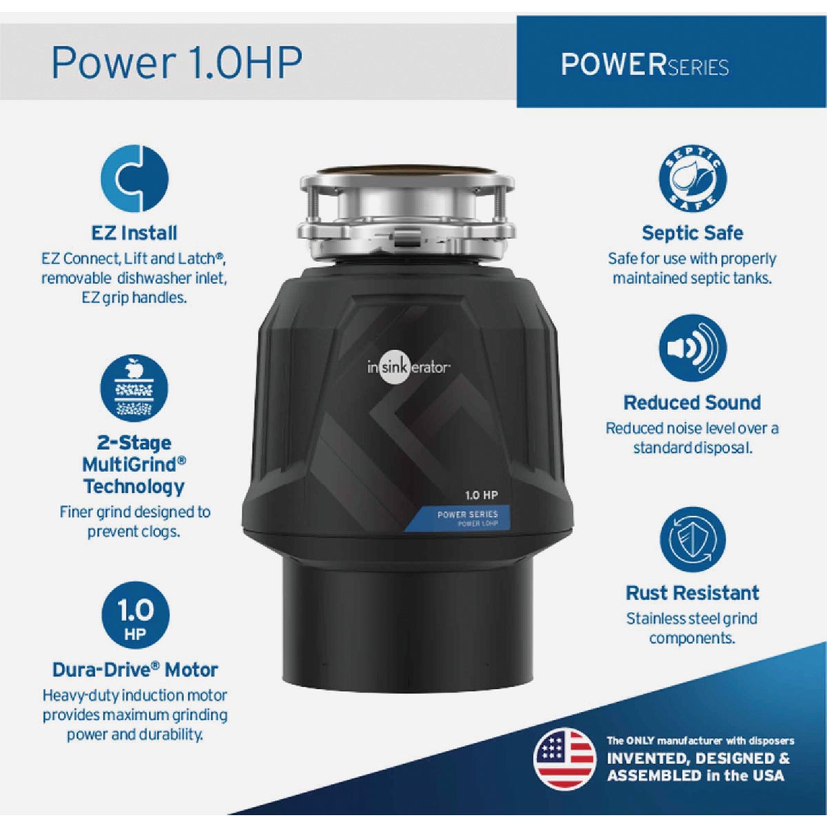 Insinkerator Power 1 HP Garbage Disposer, 7 Year Warranty Image 2