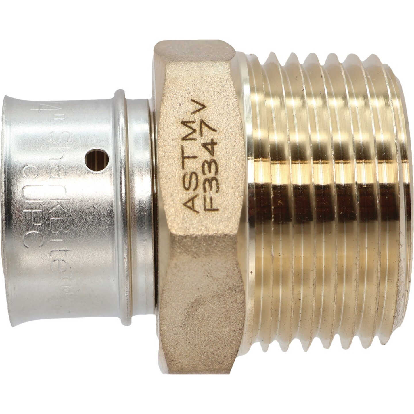 SharkBite 3/4 In. x 1 In. MNPT PEX Press Brass Adapter Image 1