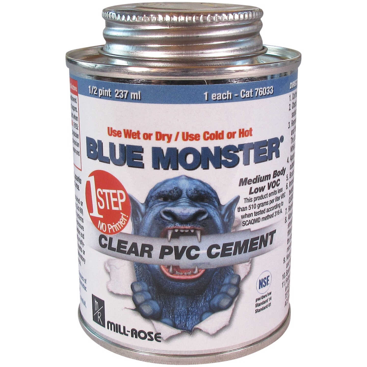 BLUE MONSTER 4 Oz. Weatherproof 1-Step Clear PVC Cement Image 1