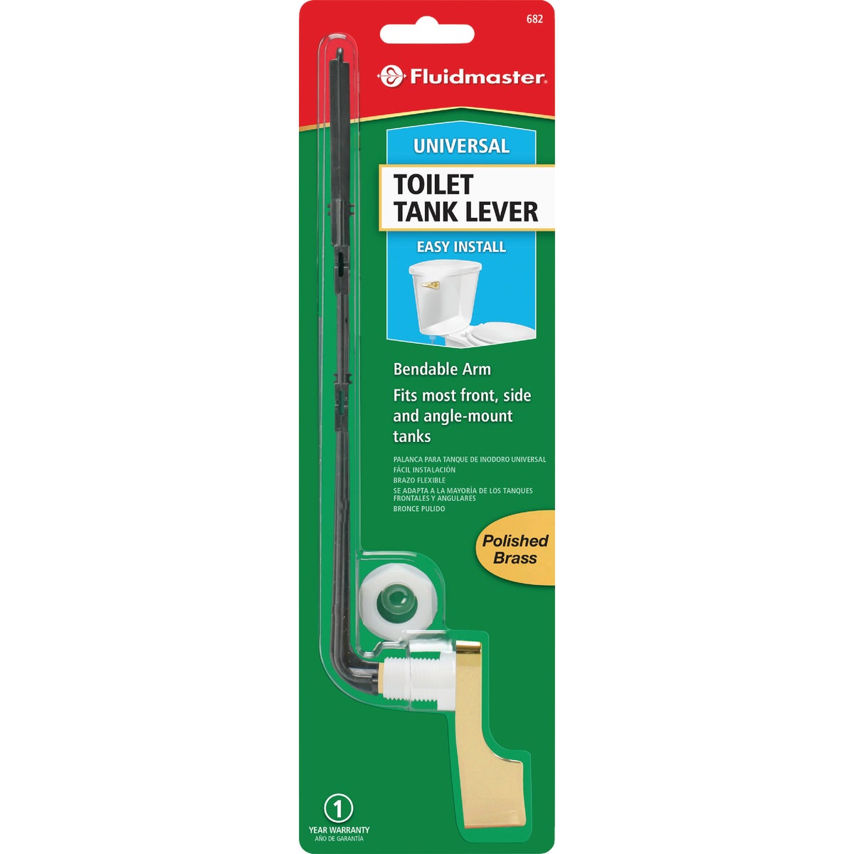 Fluidmaster Sure-Fit Basic Polished Brass Tank Lever with Plastic Arm Image 4