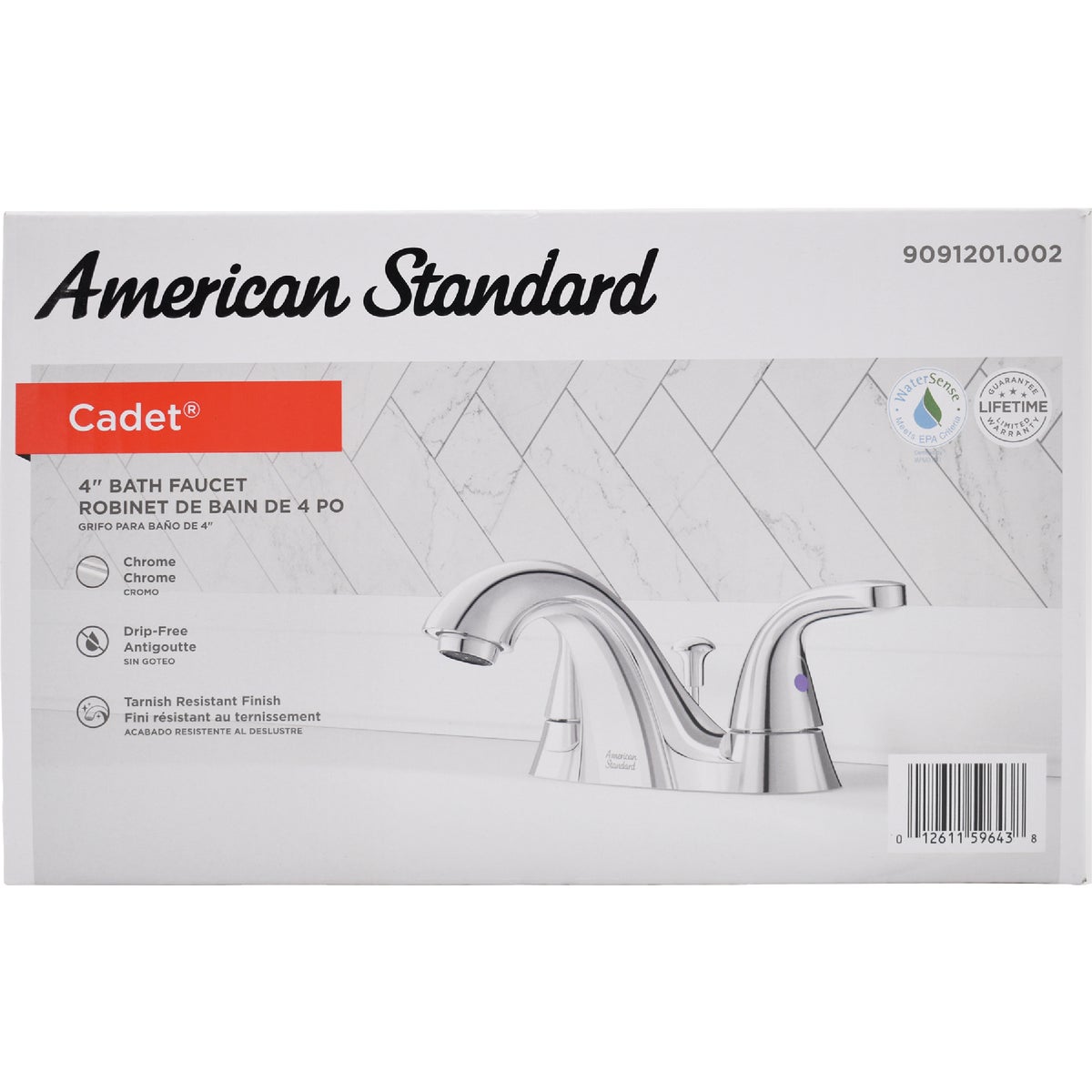 American Standard Cadet Chrome 2-Handle Lever 4 In. Centerset Bathroom Faucet with Pop-Up Image 2