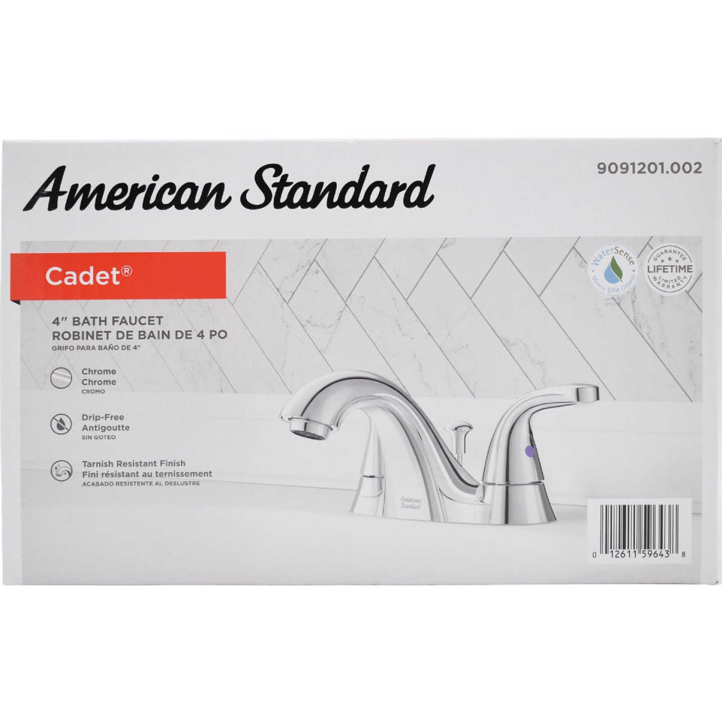 American Standard Cadet Chrome 2-Handle Lever 4 In. Centerset Bathroom Faucet with Pop-Up Image 2