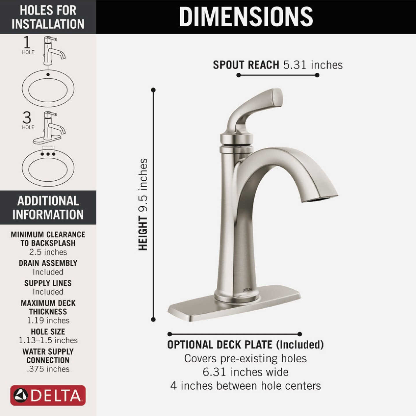 Delta Geist Brushed Nickel 1-Handle Lever Bathroom Faucet Image 2