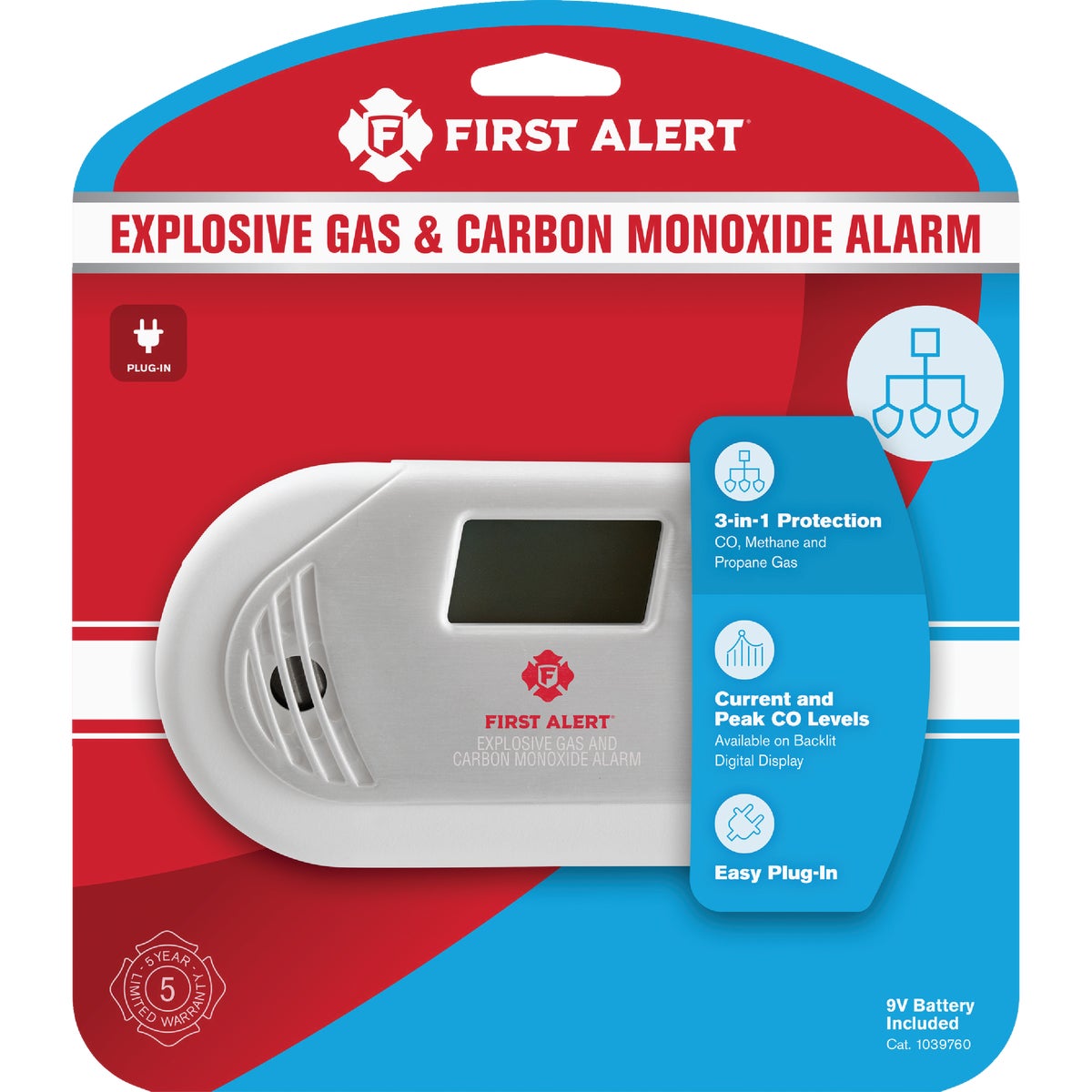 First Alert GC01 Plug-In Electrochemical Combo Explosive Gas and Carbon Monoxide Alarm