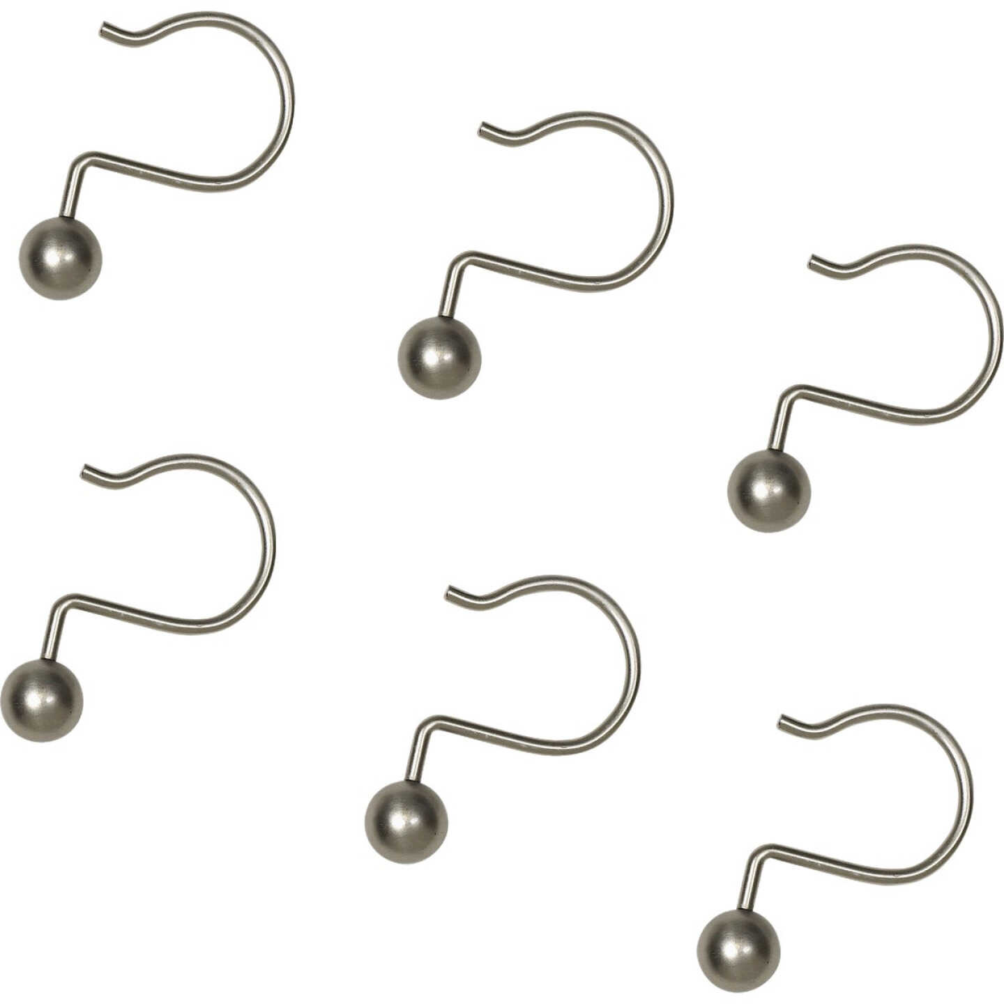 Zenna Home Brushed Nicklel Aluminum Shower Shower Curtian Ball Hook (12-Count) Image 4