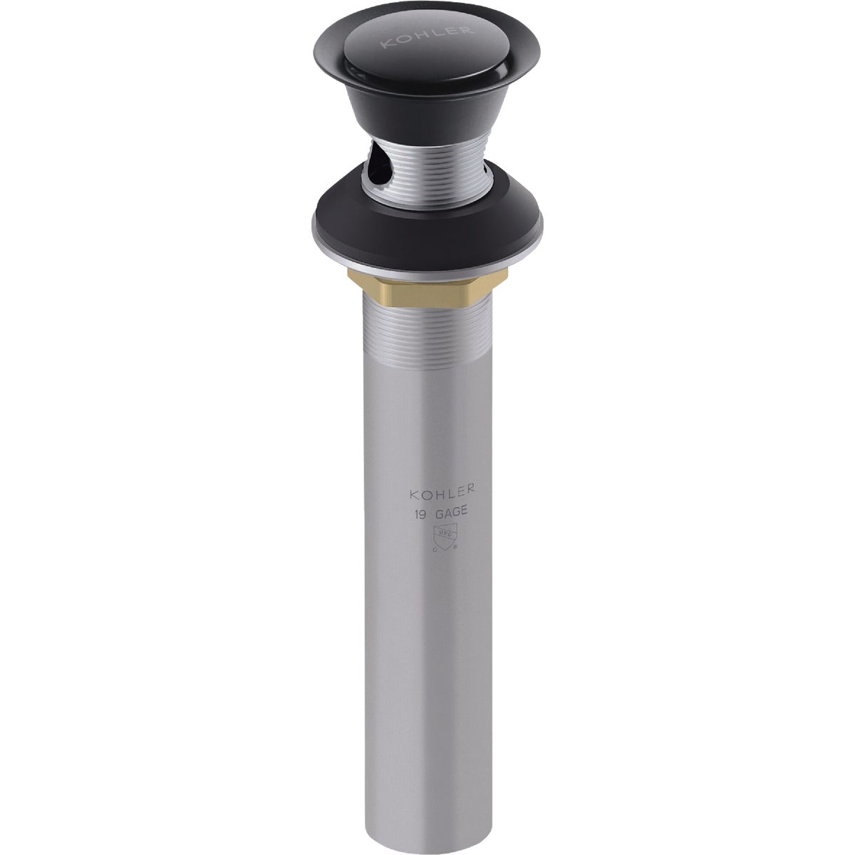 KOHLER Premium Matte Black 1-1/4 In. Clicker Drain with Overflow