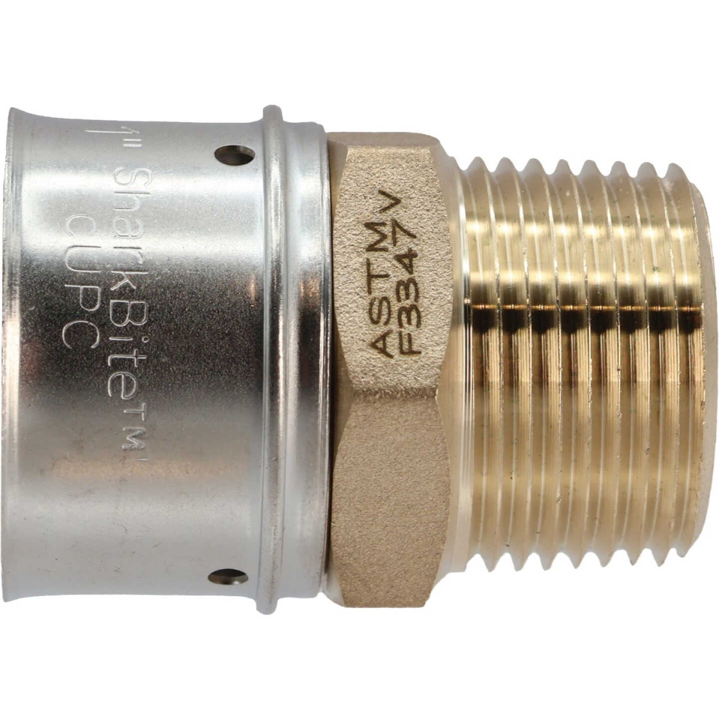 SharkBite 1 In. x 3/4 In. MNPT PEX Press Brass Adapter Image 1
