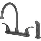 Homepointe 3-Hole High Arc Kitchen Faucet with Side Sprayer, Matte Black Image 1