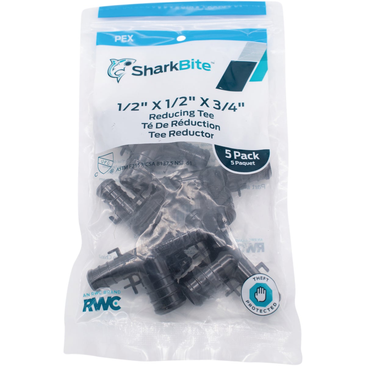 SharkBite PEX-B 1/2 In. x 1/2 In. x 3/4 In. Poly Alloy Barb Tee (5-Pack) Image 2