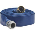Apache 2 In. x 50 Ft. Blue Reinforced PVC Lay Flat Discharge Hose with Male/Female Connections Image 1