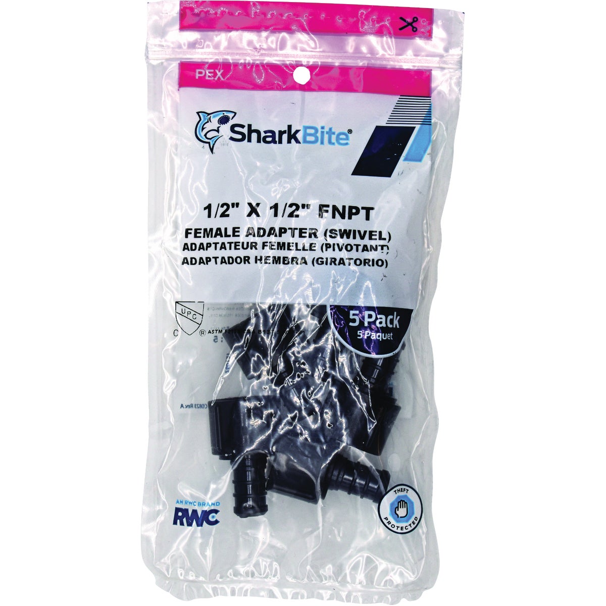 SharkBite 1/2 In. Barb x 1/2 In. FPT Swivel Poly-Alloy PEX Adapter (5-Pack) Image 2