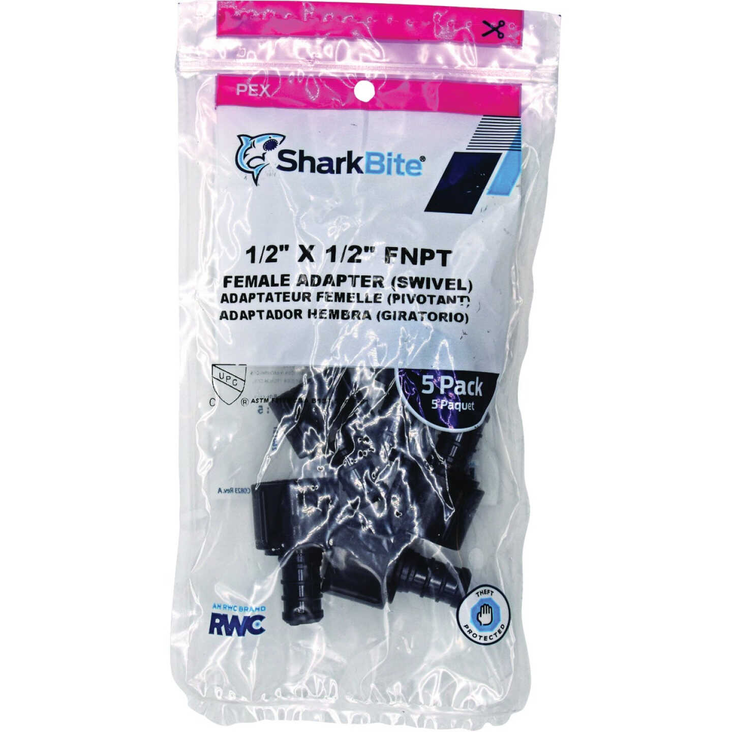 SharkBite 1/2 In. Barb x 1/2 In. FPT Swivel Poly-Alloy PEX Adapter (5-Pack) Image 2