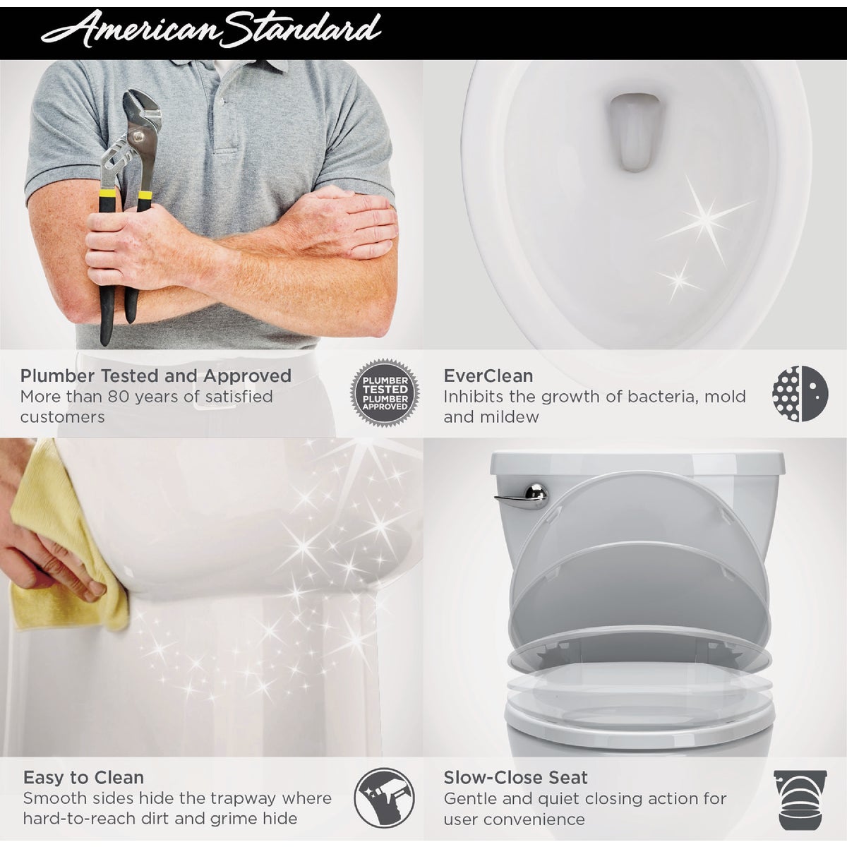 American Standard Cadet 3 Decor White Chair Height Elongated Bowl 1.28 GPF Toilet Image 4