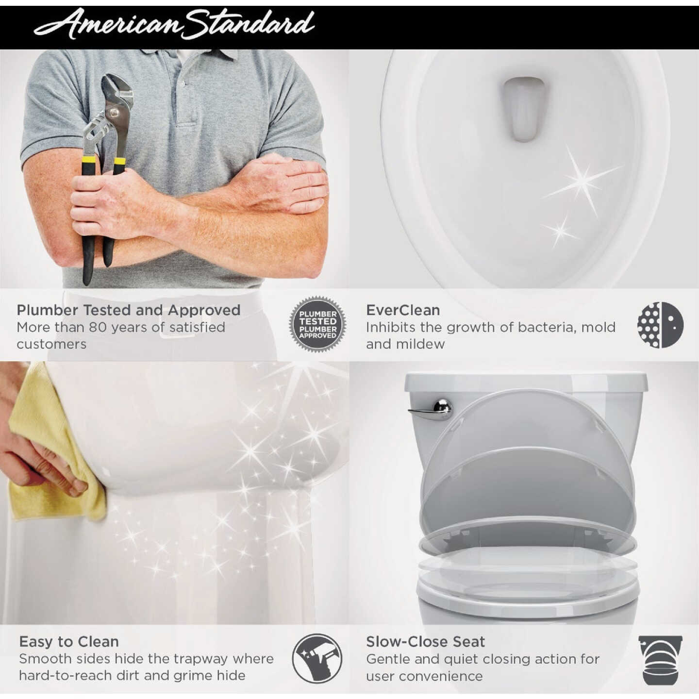 American Standard Cadet 3 Decor White Chair Height Elongated Bowl 1.28 GPF Toilet Image 4