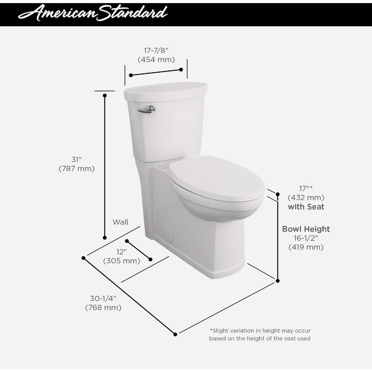American Standard Cadet 3 Decor White Chair Height Elongated Bowl 1.28 GPF Toilet Image 2