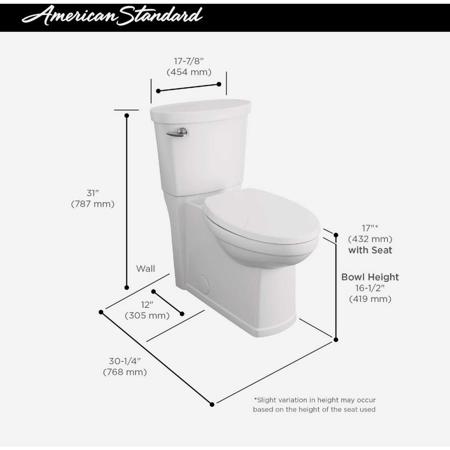 American Standard Cadet 3 Decor White Chair Height Elongated Bowl 1.28 GPF Toilet Image 2