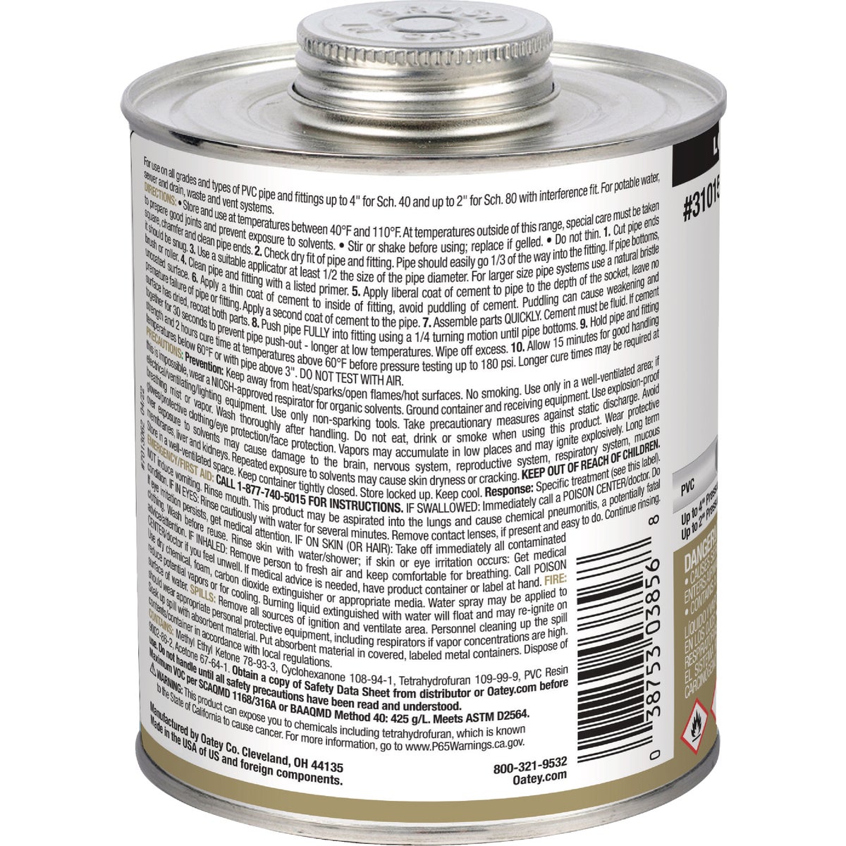 Oatey 32 Oz. Low Voc Regular Bodied Clear PVC Cement Image 2