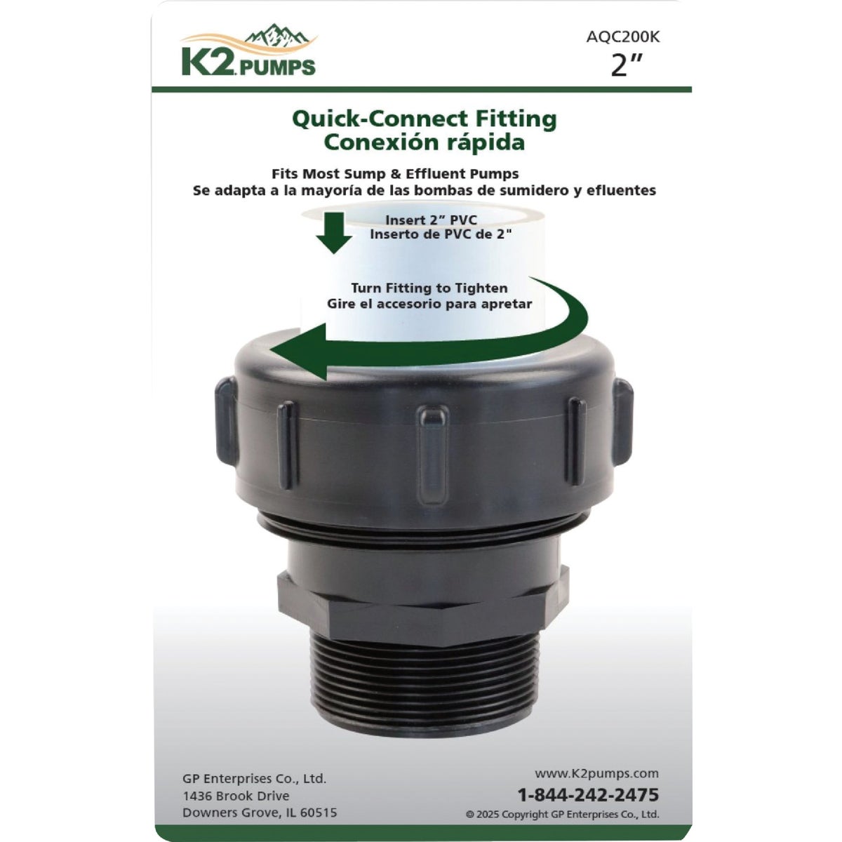 K2 2 In. Sewage Pump Quick-Connect Fitting Image 4