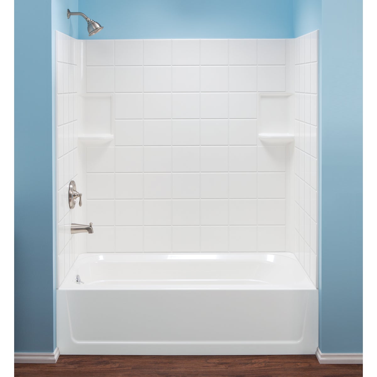 Mustee Topaz 60 In. L. x 59 In. H x 30 In. D. 3-Piece Alcove Tub Wall Kit in White