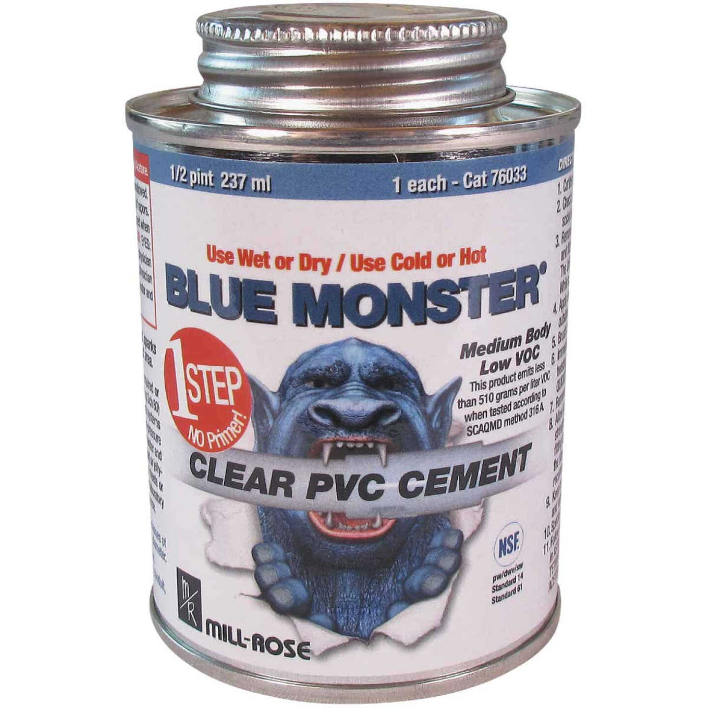 BLUE MONSTER 8 Oz. Weatherproof 1-Step Clear PVC Cement Image 1