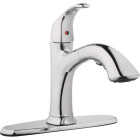 Homepointe Single or 3-Hole Low Arc Pull-Down Kitchen Faucet, Chrome Image 1