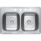 Compass Manufacturing 33 In. x 22 In. x 7 In. Double Bowl Stainless Steel Kitchen Sink Image 1