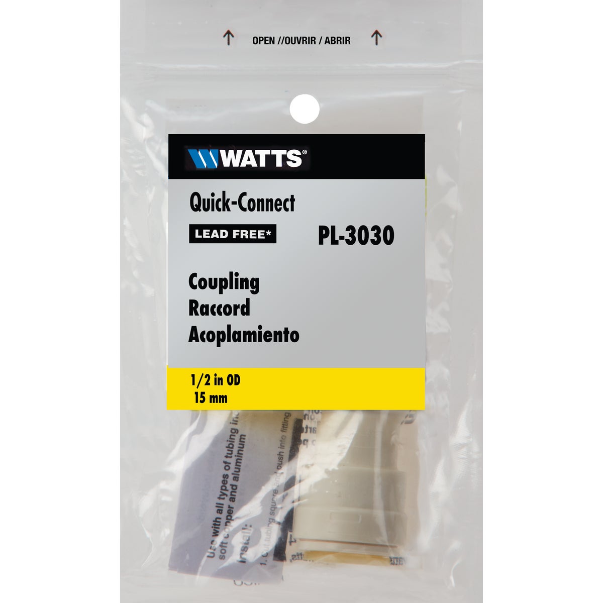 Watts Aqualock 1/2 In. x 1/2 In. Push-to-Connect Plastic Coupling Image 2