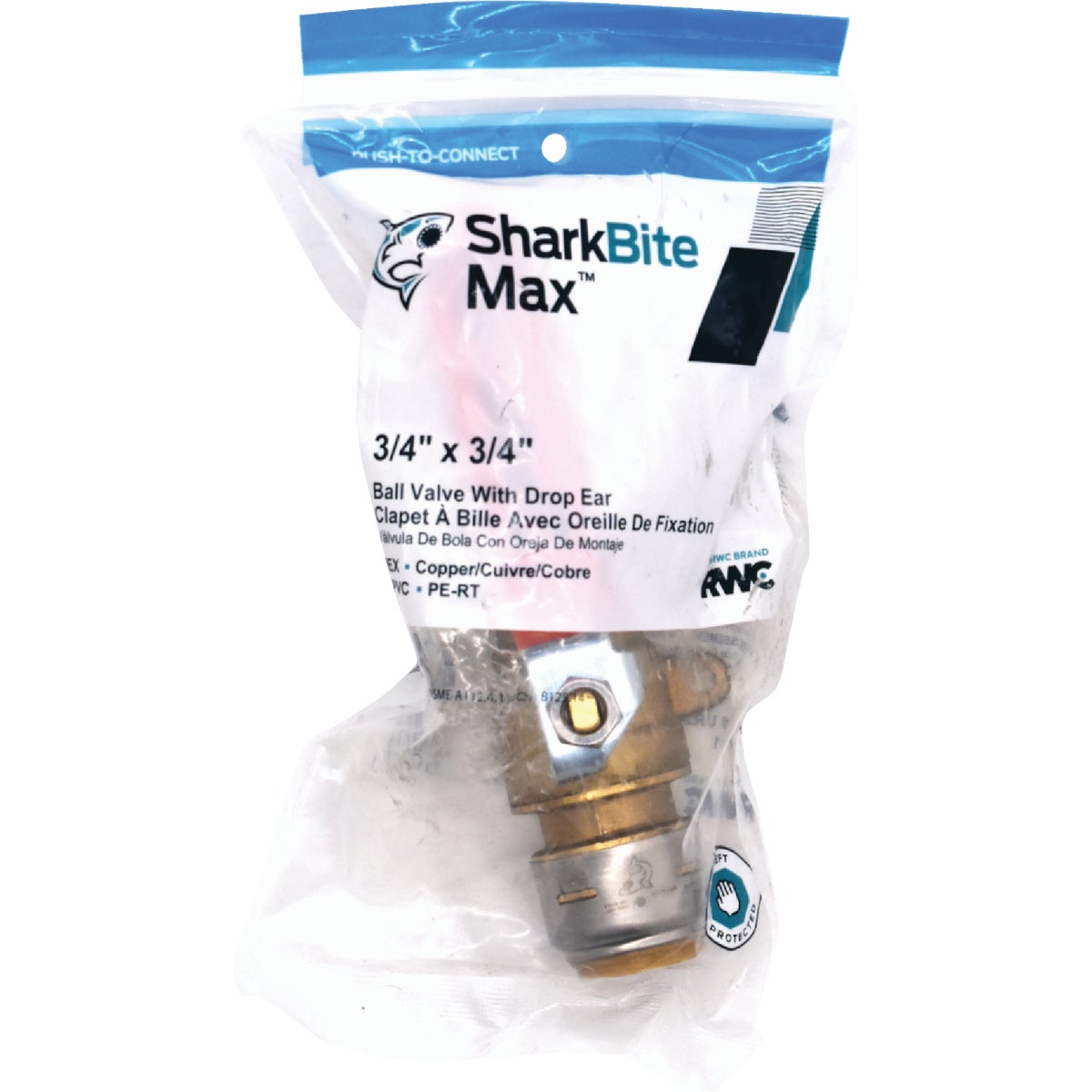 SharkBite 3/4 In. Brass Push-Fit Ball Valve with Drain & Mounting Tab Image 6