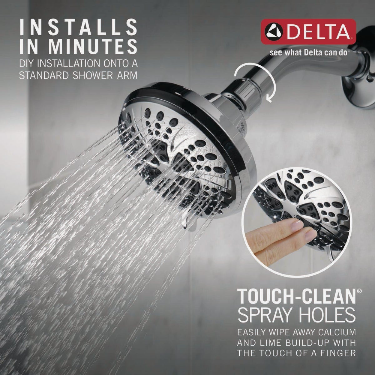 Delta 6-Spray 1.75 GPM Fixed Shower Head, Chrome Image 3