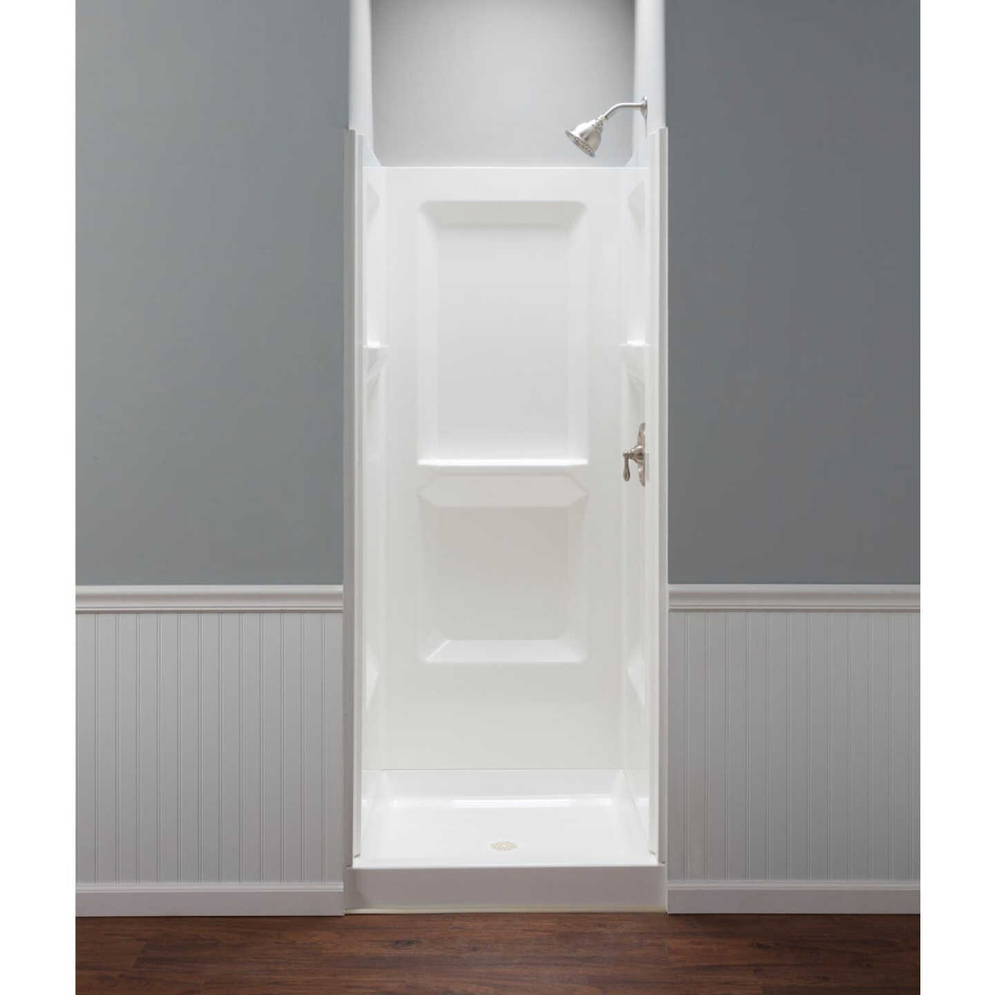 Mustee Durawal 32 In. x 73.25 In. x 32 In. Alcove Shower Wall Set in White (3-Piece) Image 2