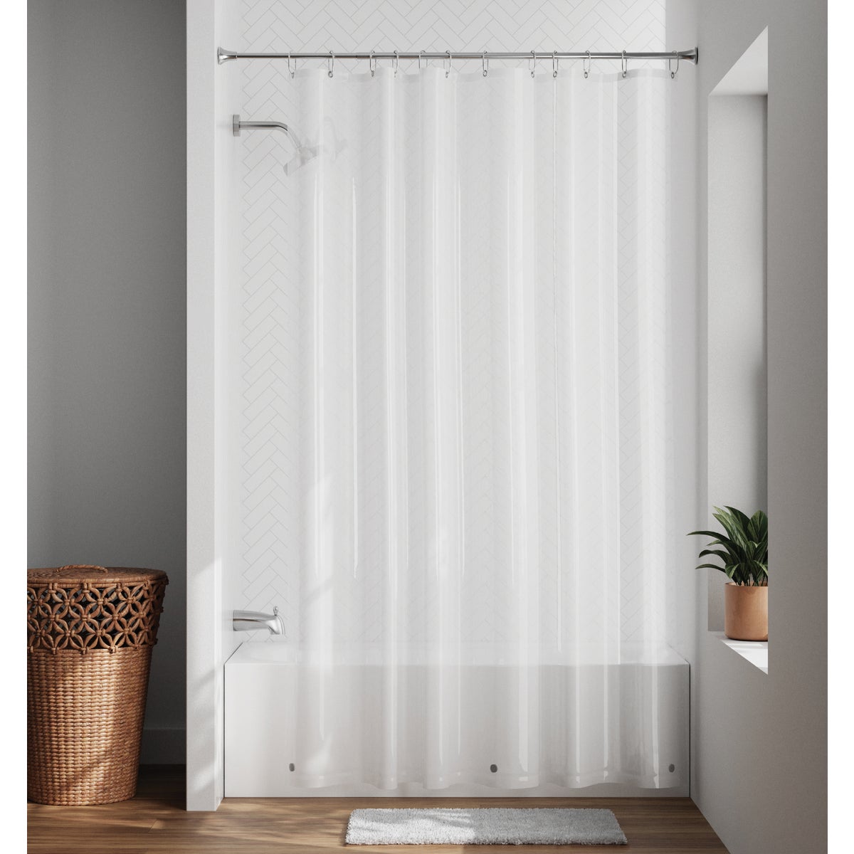 Zenith Zenna Home 70 In. x 72 In. Clear Medium Weight PEVA Shower Curtain Liner Image 2