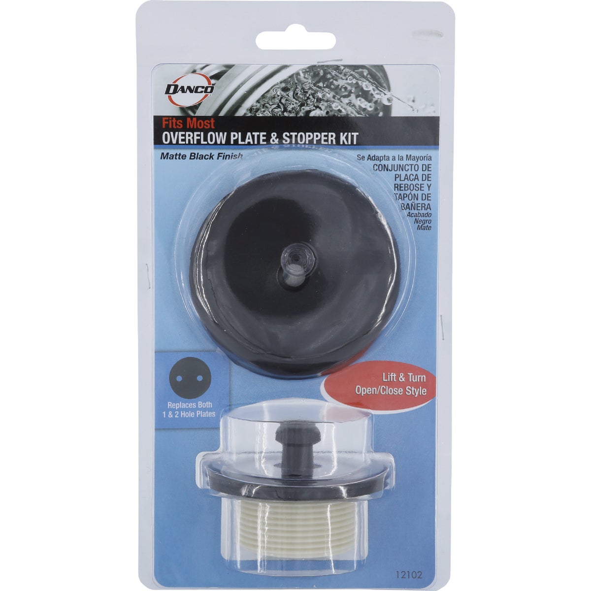 Danco Universal Matte Black Lift 'N Turn Tub Drain Trim Kit with Overflow Image 2