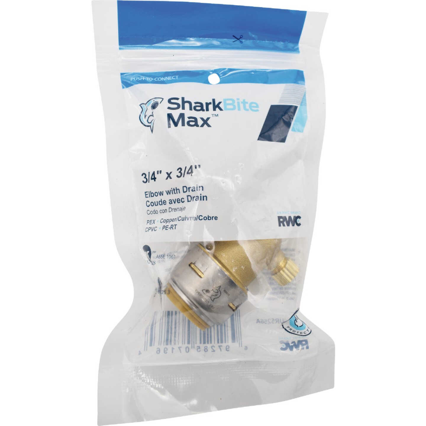 SharkBite 3/4 In x 3/4 In. 90 Deg. Push-to-Connect Brass Elbow with Drain Image 3