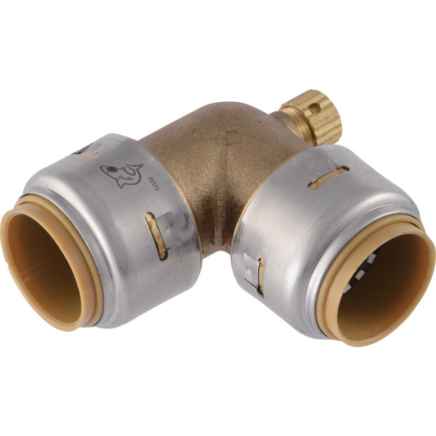 SharkBite 3/4 In x 3/4 In. 90 Deg. Push-to-Connect Brass Elbow with Drain Image 1