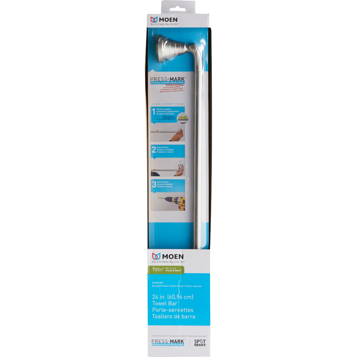 Moen Tiffin 24 In. Towel Bar, Brushed Nickel  Image 3