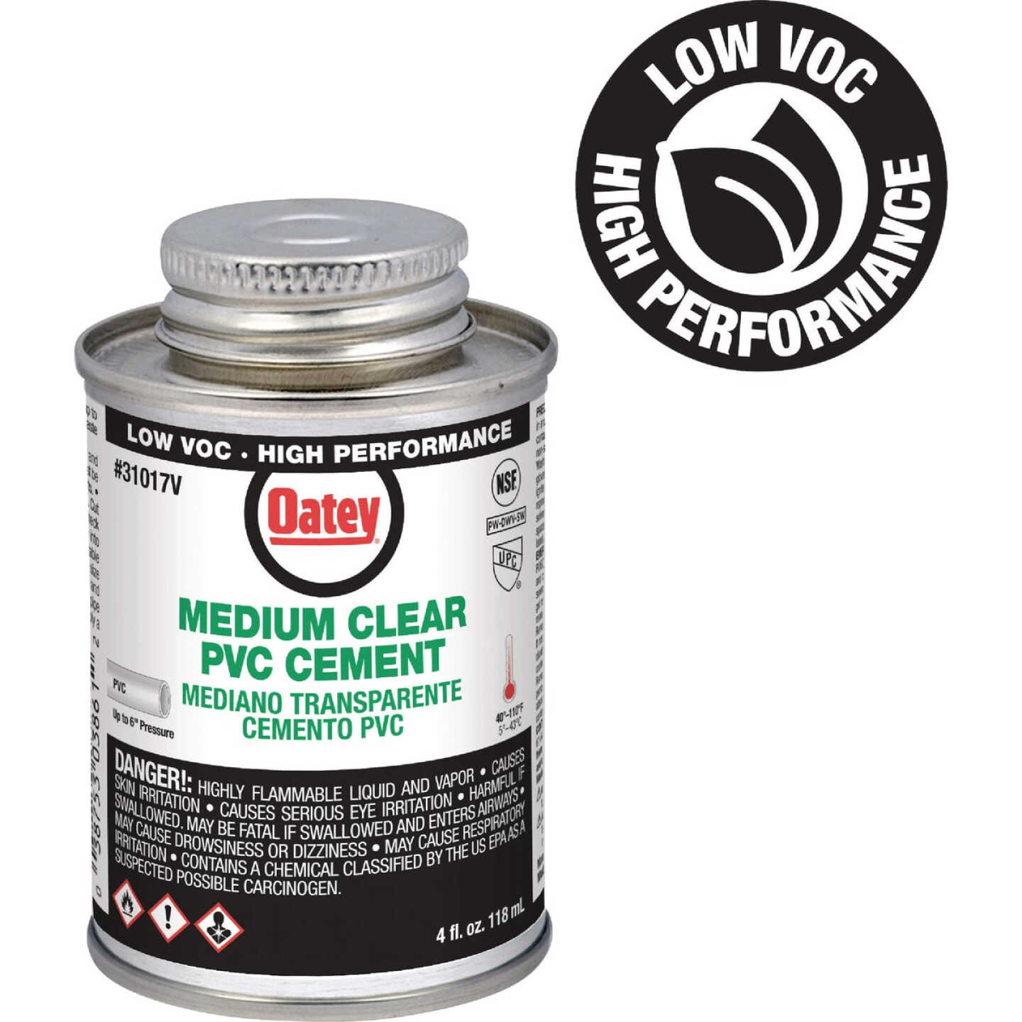 Oatey 4 Oz. Low Voc Medium Bodied Clear PVC Cement Image 1