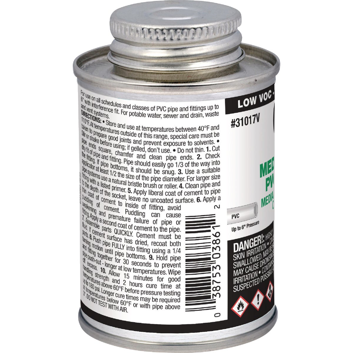 Oatey 4 Oz. Low Voc Medium Bodied Clear PVC Cement Image 2