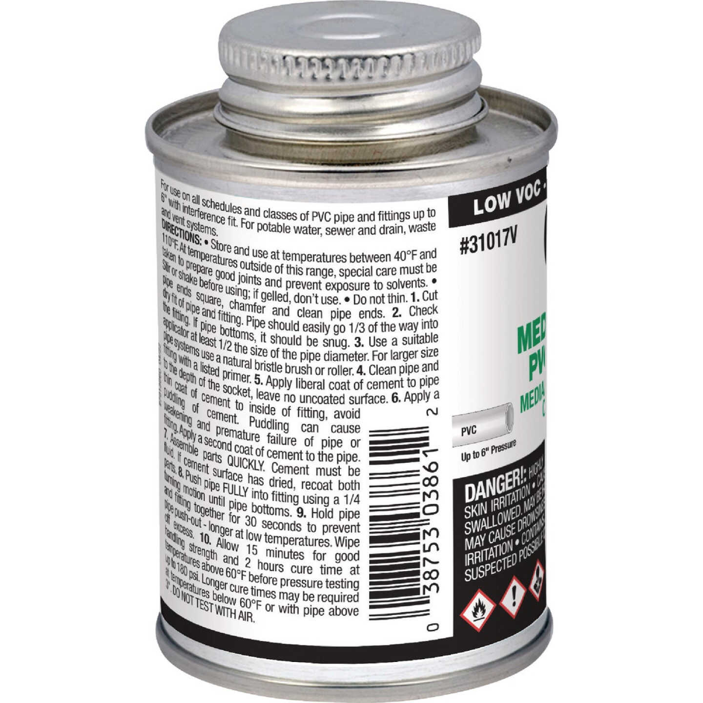 Oatey 4 Oz. Low Voc Medium Bodied Clear PVC Cement Image 2