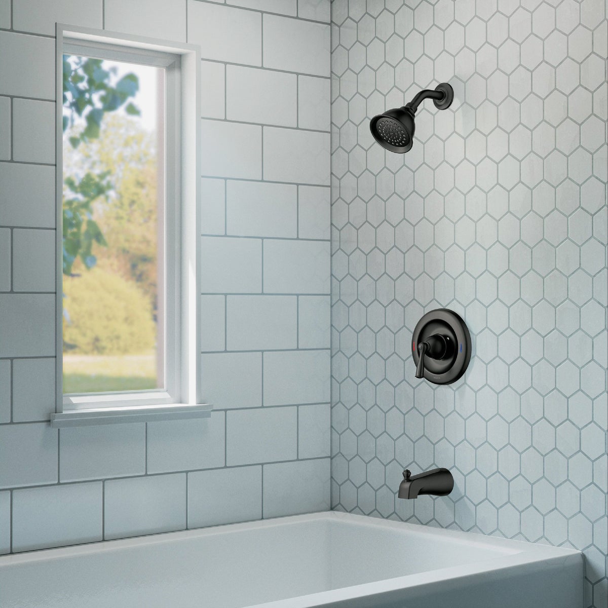 Moen Banbury Posi-Temp 1-Handle Lever Tub and Shower Faucet, Matte Black Image 4