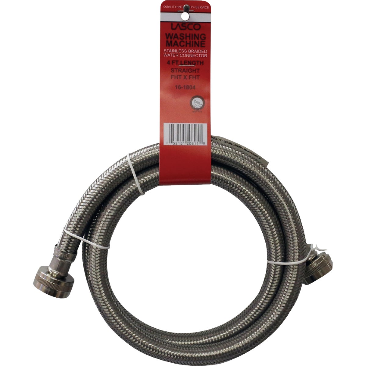 Lasco 3/4 In. x 4 Ft. Stainless Steel Washing Machine Hose Image 2
