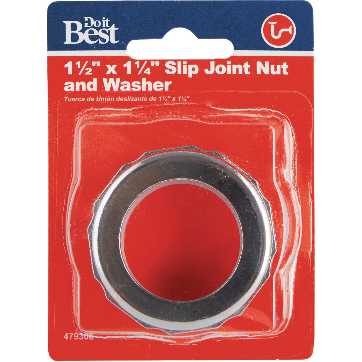 Do it Best 1-1/2 In. x 1-1/4 In. Chrome Zinc Slip Joint Nut and Washer Image 2