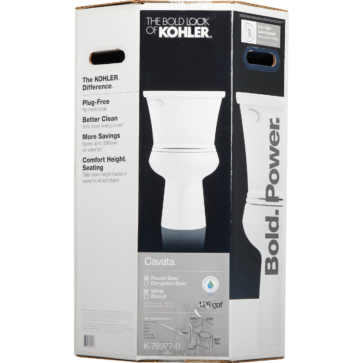 Kohler Cavata White Round Bowl 1.28 GPF Complete Solution Toilet Image 2