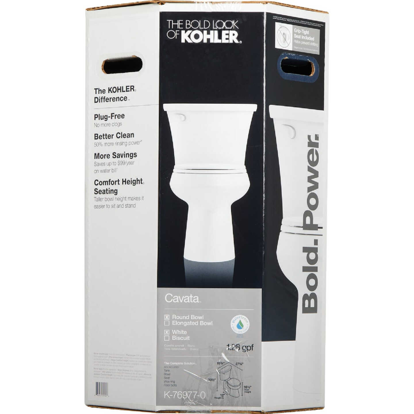 Kohler Cavata White Round Bowl 1.28 GPF Complete Solution Toilet Image 2