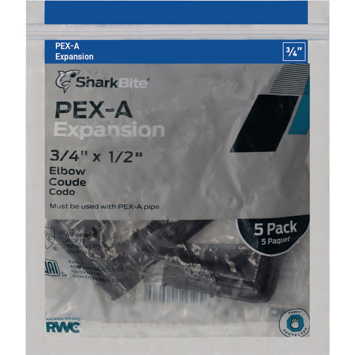 SharkBite 3/4 In. x 1/2 In. 90 Deg. Poly Reducing PEX-A Elbow (1/4 Bend) (5-Pack) Image 2