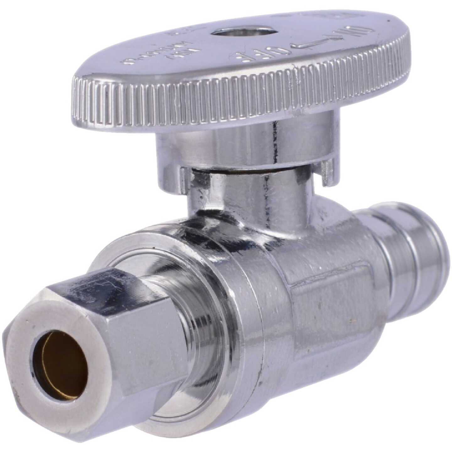 SharkBite 1/2 In. Barb x 1/4 In. Compression PEX-B Quarter Turn Stop Straight Valve Image 1